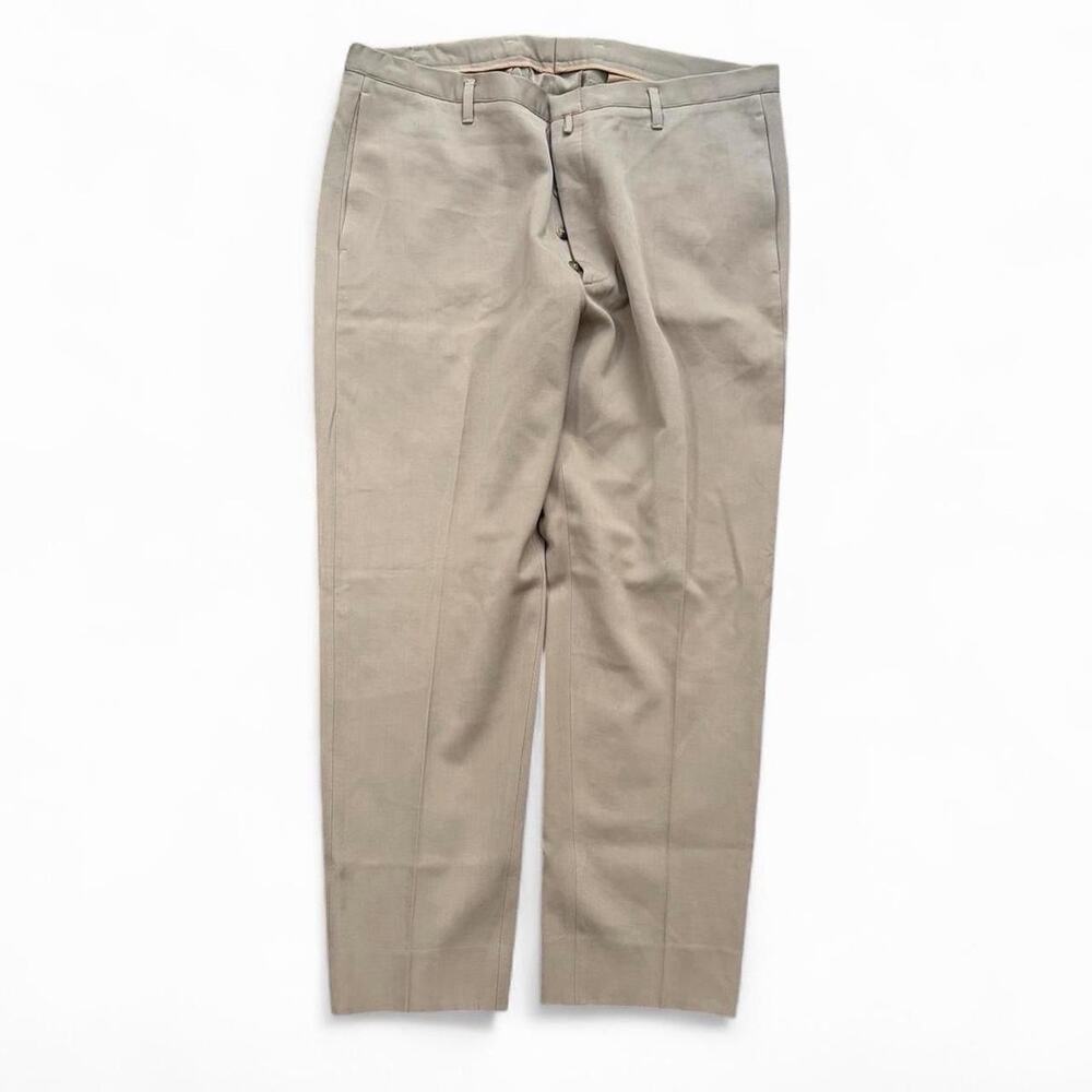 Jil Sander Wool Pleated Designer Italy Beige Button Fly Mens 37x28 Pants